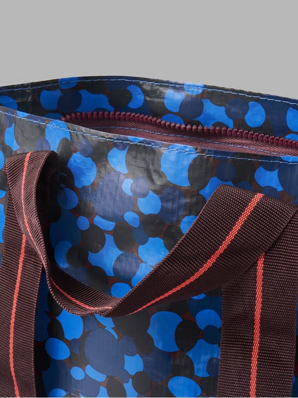 2 Blue Patterned Tote Bag with Zip Closure - Picture 5 of 6